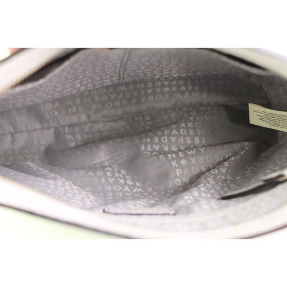 KATE SPADE NY GRAY GENUINE LEATHER ZIP TOP SHOULDER BAG X-BODY HANDBAG PURSE - Picture 11 of 16